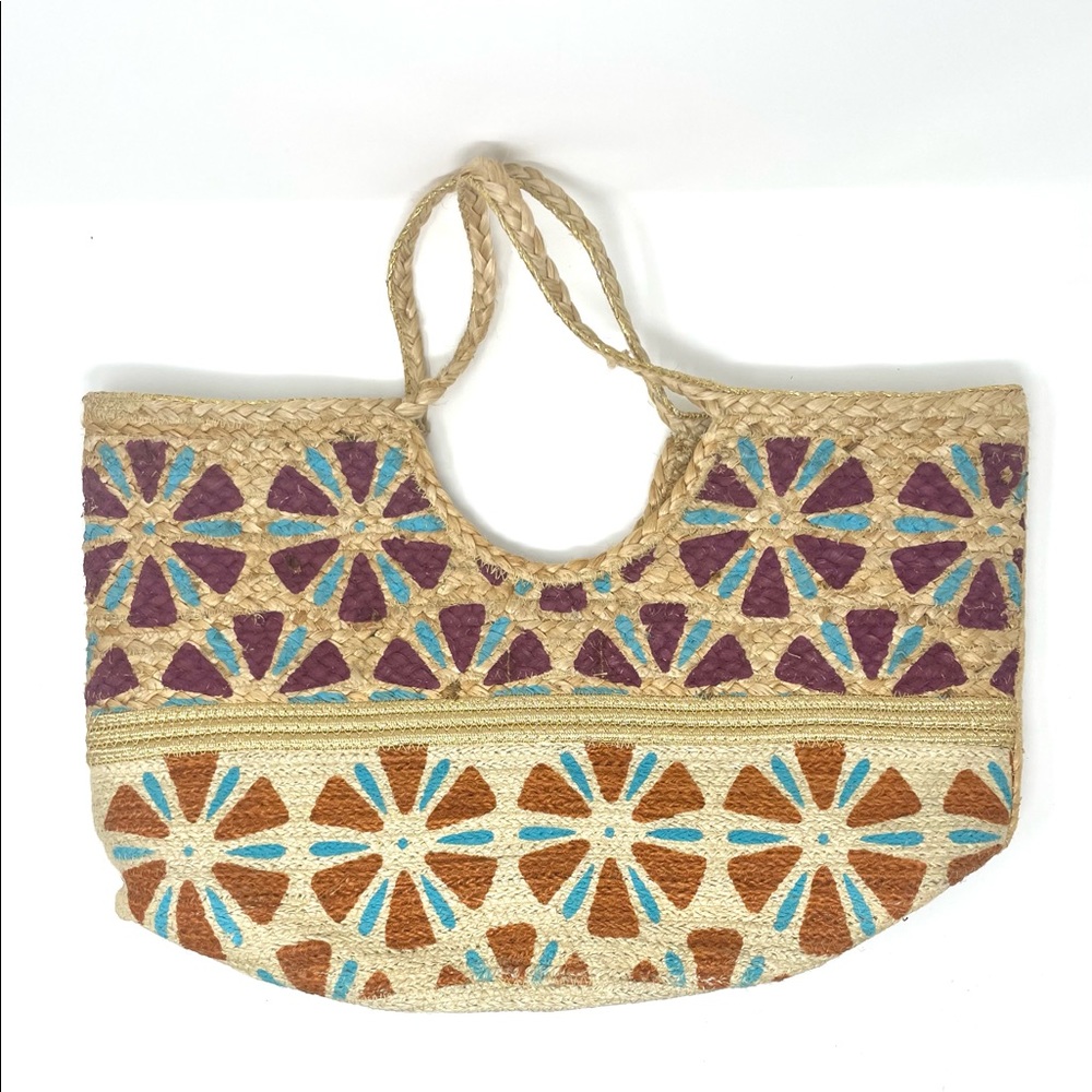 Olivia Miller Natural Woven Straw Beach Tote - NWT